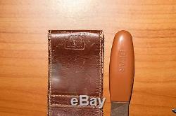 Vintage Original Fred Bear Knife, File and Stone in Leather Sheath Set