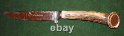 Vintage Original Linder-Messer Solingen Inox Blade, Stag Handle 9 1/2 Knife