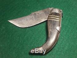 Vintage Original Spanish Horn Leverlock Navaja Folding Pocket Knife Hunting