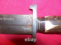 Vintage Othello African Hunter Bowie Knife Stag Handle Solingen Germany Survival