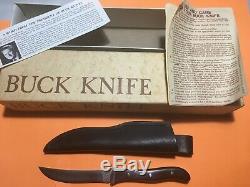 Vintage PRE-DATE CODE BUCK 107 Scout Knife & Sheath NEW -Never Used or Carried