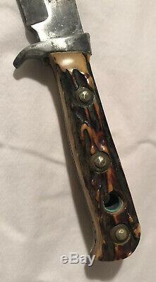 Vintage PUMA Germany Stag Handled Fixed Blade Hunting Knife Vintage 76582