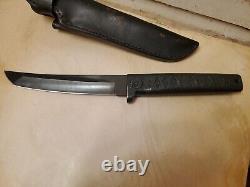 Vintage Parker CUT. CO Tanto 6 Fixed Blade Knife Japan w Leather Sheath