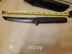 Vintage Parker CUT. CO Tanto 6 Fixed Blade Knife Japan w Leather Sheath