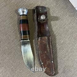 Vintage, Pre 1947, Kabar Union Cut Co, 471, Stacked Leather, Original Sheath