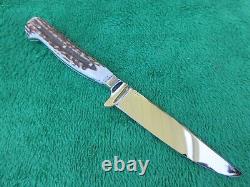 Vintage Puma Fixed Blade Knife Stag Handle Germany Stainless Steel 8 1/4 NICE