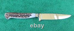 Vintage Puma Fixed Blade Knife Stag Handle Germany Stainless Steel 8 1/4 NICE