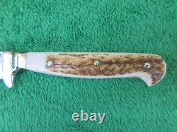 Vintage Puma Fixed Blade Knife Stag Handle Germany Stainless Steel 8 1/4 NICE