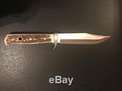 Vintage Puma Original Bowie Hunting Knife 116396 Stag Grips Original Sheath Mint