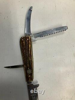 Vintage Puma Werk Game Keepers Knife 3591 Sheath And Box Antler UsedToolShopCom