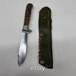 Vintage Puma Werk Jagdnicker Fixed Stag Knife With Sheath 3589 Germany