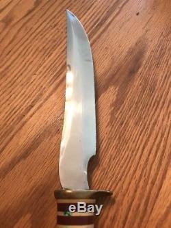 Vintage Queen Cutlery Stag Hunting Fighting Camping Knife WithSheath 7Blade USA