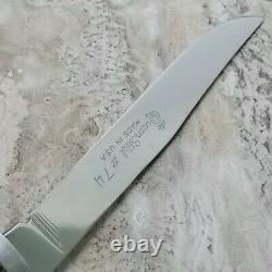 Vintage Queen Steel 74 Hunting Fixed Blade Knife Made In USA With Sheath