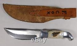 Vintage R. H. RUANA Bonner Montana Fixed Blade Hunting Knife & Sheath