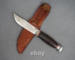 Vintage RARE KA-BAR Fixed Blade Hunting/Fighting Knife Leather Handle & Sheath