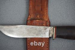 Vintage RARE KA-BAR Fixed Blade Hunting/Fighting Knife Leather Handle & Sheath