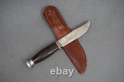 Vintage RARE KA-BAR Fixed Blade Hunting/Fighting Knife Leather Handle & Sheath