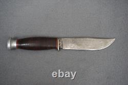 Vintage RARE KA-BAR Fixed Blade Hunting/Fighting Knife Leather Handle & Sheath