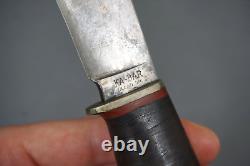 Vintage RARE KA-BAR Fixed Blade Hunting/Fighting Knife Leather Handle & Sheath