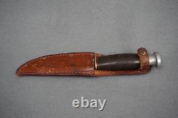 Vintage RARE KA-BAR Fixed Blade Hunting/Fighting Knife Leather Handle & Sheath