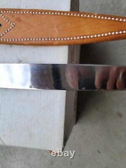 Vintage RARE MEXICAN Machete KNIFE EAGLE HEAD Marked P. LEPE scabbard