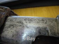 Vintage Randall Knife 4-7 pinned stag with Heiser sheath & nickel silver hilt