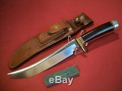 Vintage Randall Knife Model 4-7, Heiser Brown Button Corn Row Sheath, Mint