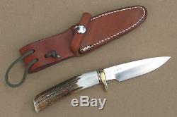 Vintage Randall Knives 8 4 stag handle drop point hunting knife & sheath