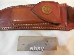 Vintage Randall knife 3-6 H H Heiser Corn Row Sheath White stone Brown Button