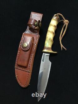 Vintage Randall knife with Sheath Early Pinned Stag Finger Grooves