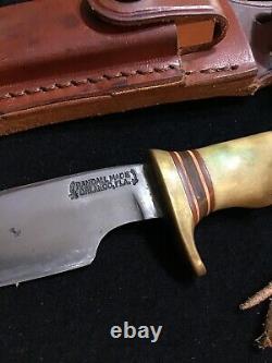 Vintage Randall knife with Sheath Early Pinned Stag Finger Grooves