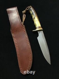 Vintage Randall knife with Sheath Early Pinned Stag Finger Grooves