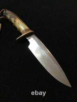 Vintage Randall knife with Sheath Early Pinned Stag Finger Grooves