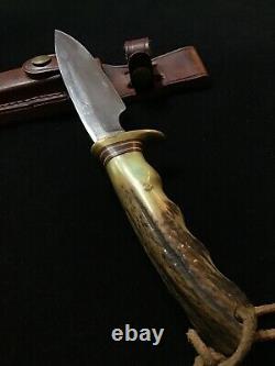 Vintage Randall knife with Sheath Early Pinned Stag Finger Grooves