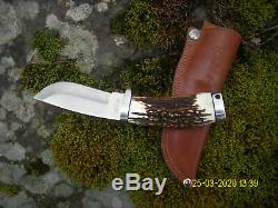 Vintage Rare Custom Stag KATZ Loveless Style Drop Point Hunting Bowie Knife