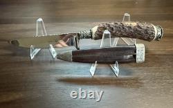 Vintage Rare Holz-Leute Munich Stag Handle Full Dress Knife With Org. Sheath