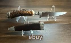Vintage Rare Holz-Leute Munich Stag Handle Full Dress Knife With Org. Sheath