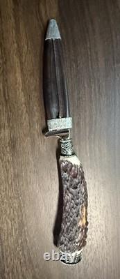 Vintage Rare Holz-Leute Munich Stag Handle Full Dress Knife With Org. Sheath
