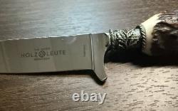Vintage Rare Holz-Leute Munich Stag Handle Full Dress Knife With Org. Sheath