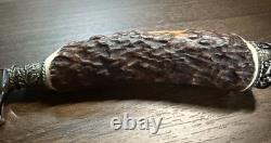 Vintage Rare Holz-Leute Munich Stag Handle Full Dress Knife With Org. Sheath