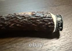 Vintage Rare Holz-Leute Munich Stag Handle Full Dress Knife With Org. Sheath