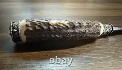 Vintage Rare Holz-Leute Munich Stag Handle Full Dress Knife With Org. Sheath