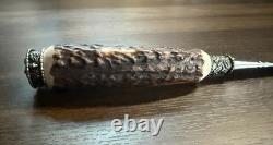Vintage Rare Holz-Leute Munich Stag Handle Full Dress Knife With Org. Sheath