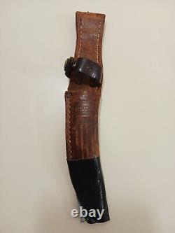 Vintage Rare Knife with Sheath CASE XX USA M5F Stag Handle Fixed Blade Hunting