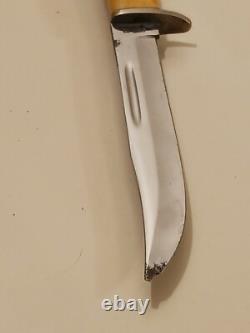 Vintage Rare Knife with Sheath CASE XX USA M5F Stag Handle Fixed Blade Hunting