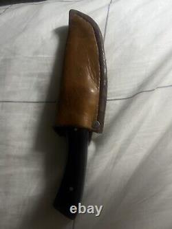 Vintage Rare Rigid USA Drop Point Skinning Hunting Knife With Tube Sheath