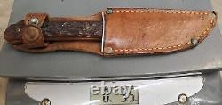 Vintage Remington Dupont RH 4 Fixed Blade Hunting Knife (Rare w Guard) & Sheath