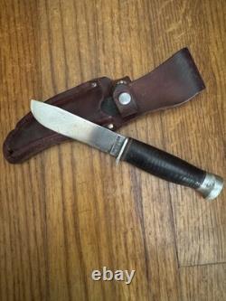 Vintage Robeson Shuredge No. 1 Hunting Knife Stacked Leather Handle fixed