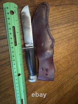 Vintage Robeson Shuredge No. 1 Hunting Knife Stacked Leather Handle fixed