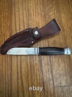 Vintage Robeson Shuredge No. 1 Hunting Knife Stacked Leather Handle fixed